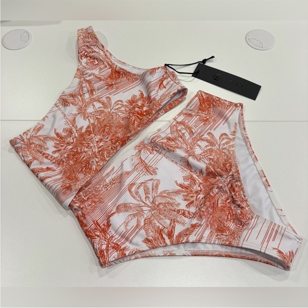 NOLI SWIM Women's Medium Isla One-Piece Swimsuit Paradise Orange Lined NWT
